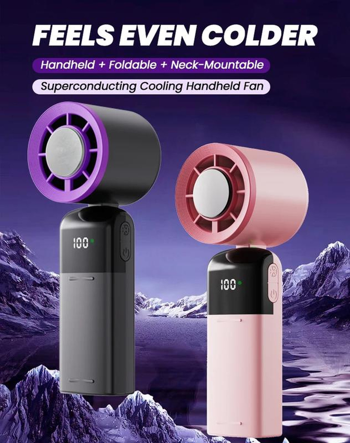  Handheld Mini Ice Compress Turbofan with Lanyard LED Digital Display Quite and High-Speed USB Rechargeable Air Cooling Fans | Fugo Best