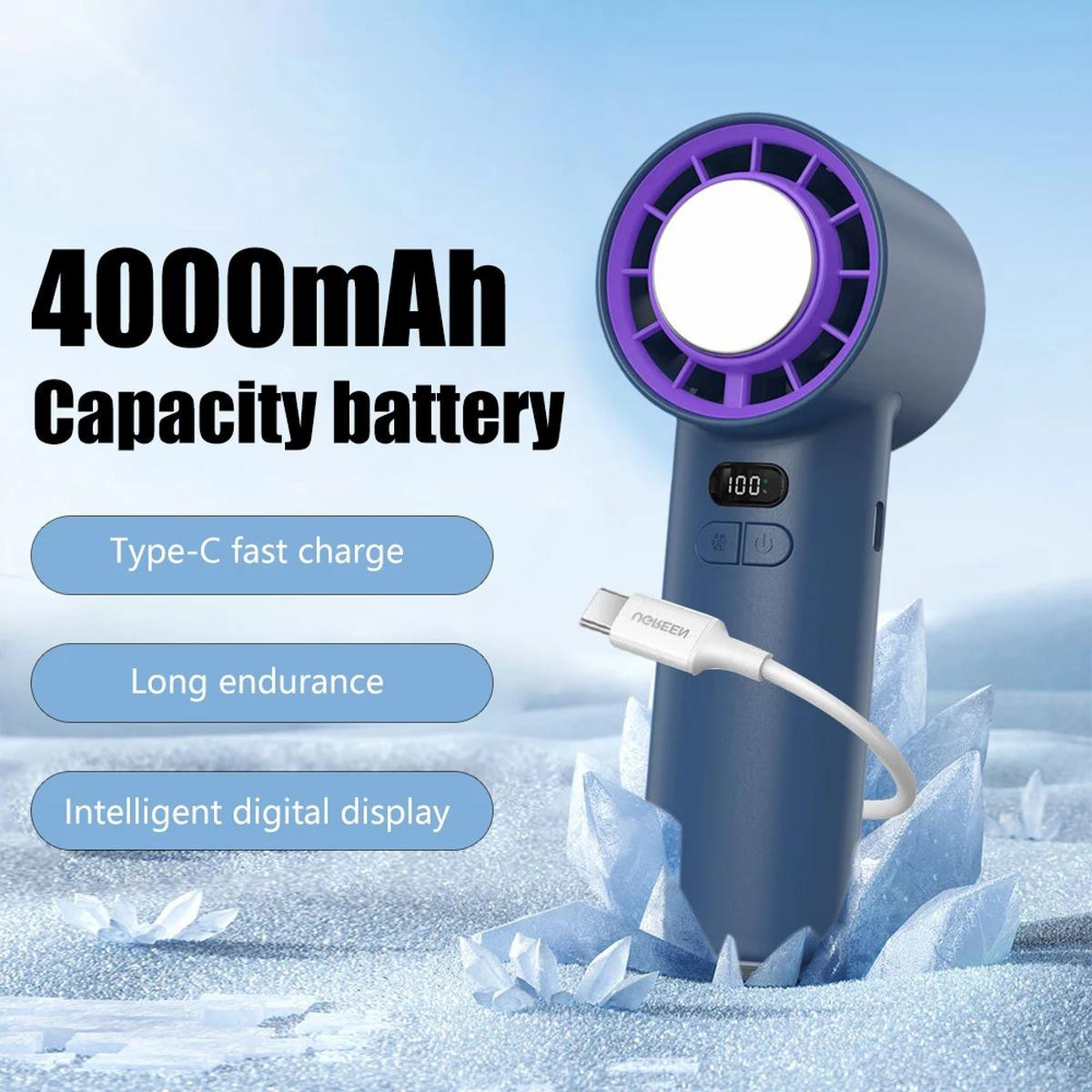  Handheld Mini Ice Compress Turbofan with Lanyard LED Digital Display Quite and High-Speed USB Rechargeable Air Cooling Fans | Fugo Best