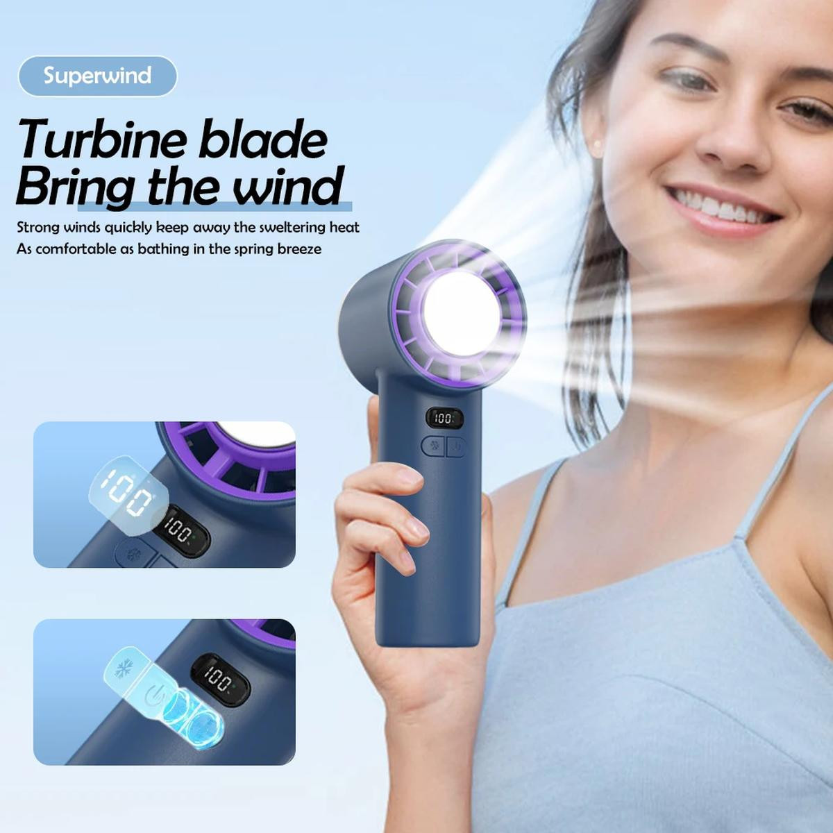  New Handheld Portable Cooling Fan 120 Speeds Adjustable Refrigeration Quite Mini Turbo Fan Type-C High Speed Cold Compress Fan | Fugo Best