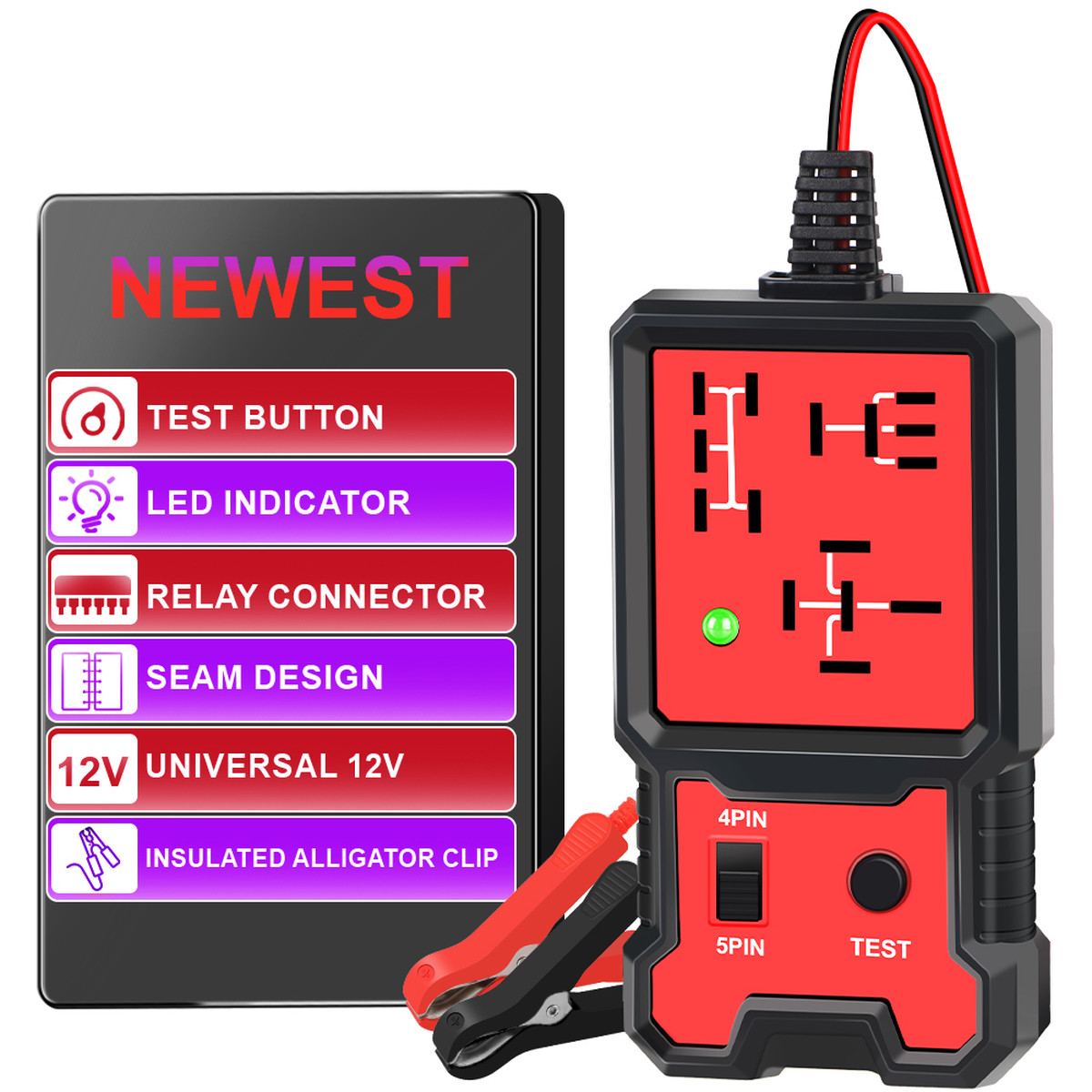 Car Relay Tester Indicator Light Automotive Electronic Relay Tester Accessories Voltage Tester Car Battery Checker Universal 12V | Fugo Best