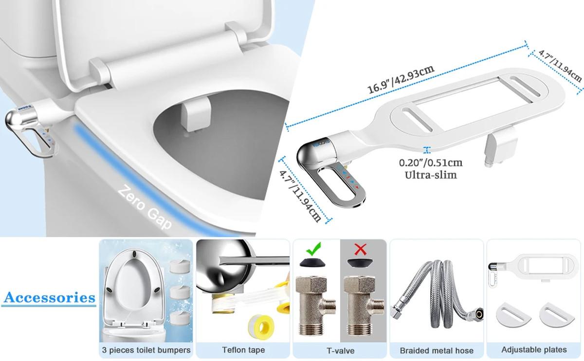 Bidet Toilet Seat New Lightweight Ultra-thin Non-Electric Double Nozzle Adjustable Water Pressure | Fugo Best