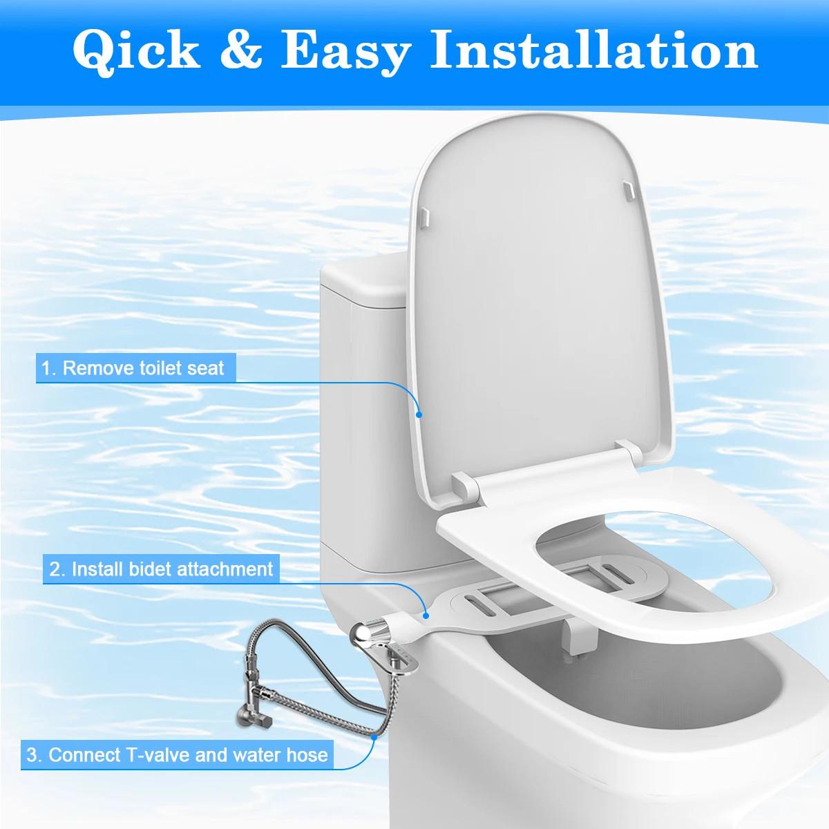 Bidet Toilet Seat New Lightweight Ultra-thin Non-Electric Double Nozzle Adjustable Water Pressure | Fugo Best