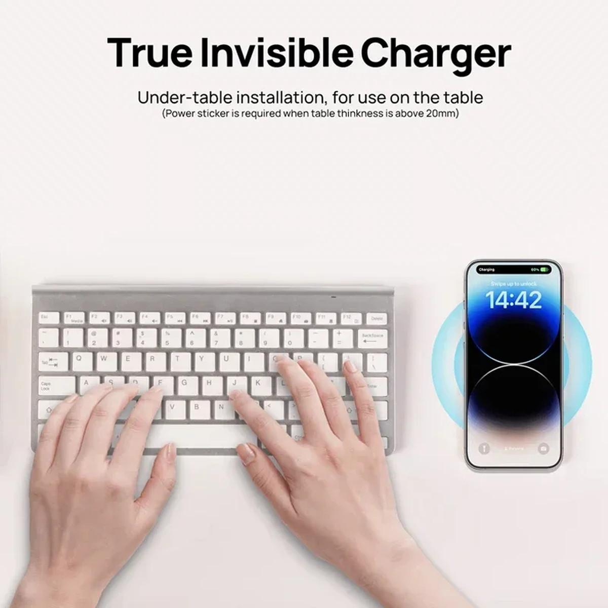 Invisible Wireless Charger 27mm Under Table Charger Furniture Fast Desk Wireless Charging Station for iPhone 15/14/13/12 Samsung | Fugo Best