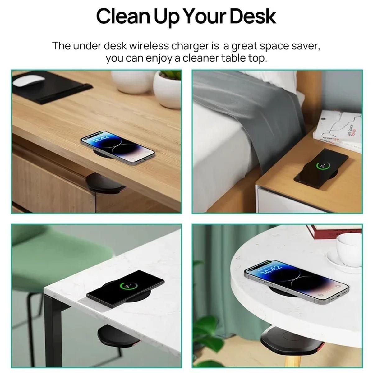 Invisible Wireless Charger 27mm Under Table Charger Furniture Fast Desk Wireless Charging Station for iPhone 15/14/13/12 Samsung | Fugo Best