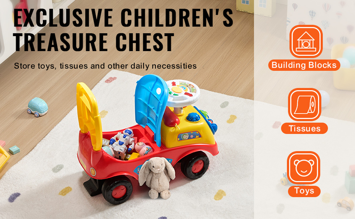  SucceBuy Toddler Ride On Push Car Sit to Stand Kids Ride On Toy Car with Music Steering Wheel Seat Storage for Toddlers | Fugo Best