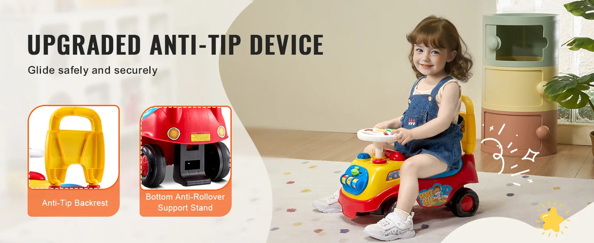  SucceBuy Toddler Ride On Push Car Sit to Stand Kids Ride On Toy Car with Music Steering Wheel Seat Storage for Toddlers | Fugo Best