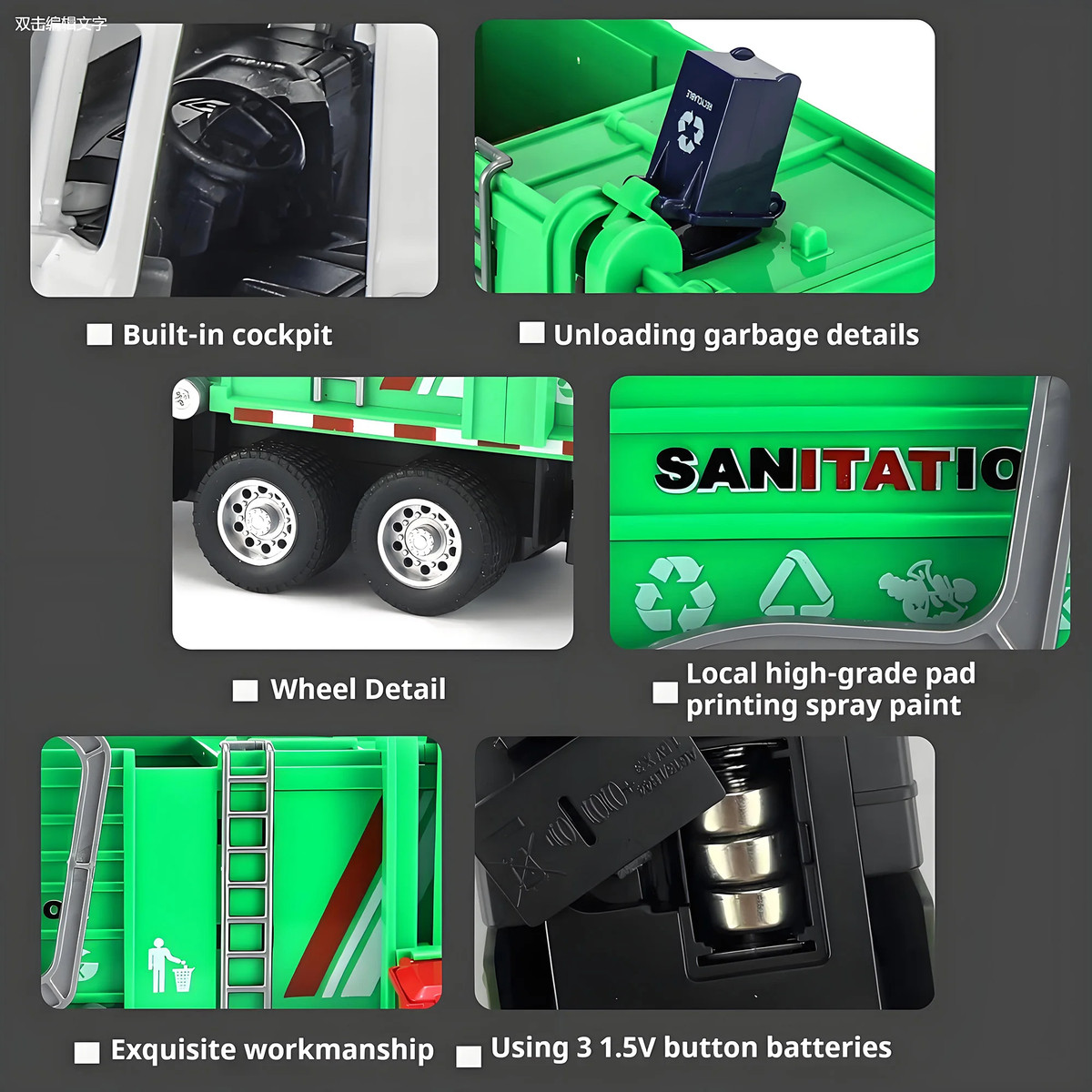 Alloy garbage truck toys, sanitation truck with lights and sounds, simulation recycling features, ideal gift for boys | Fugo Best