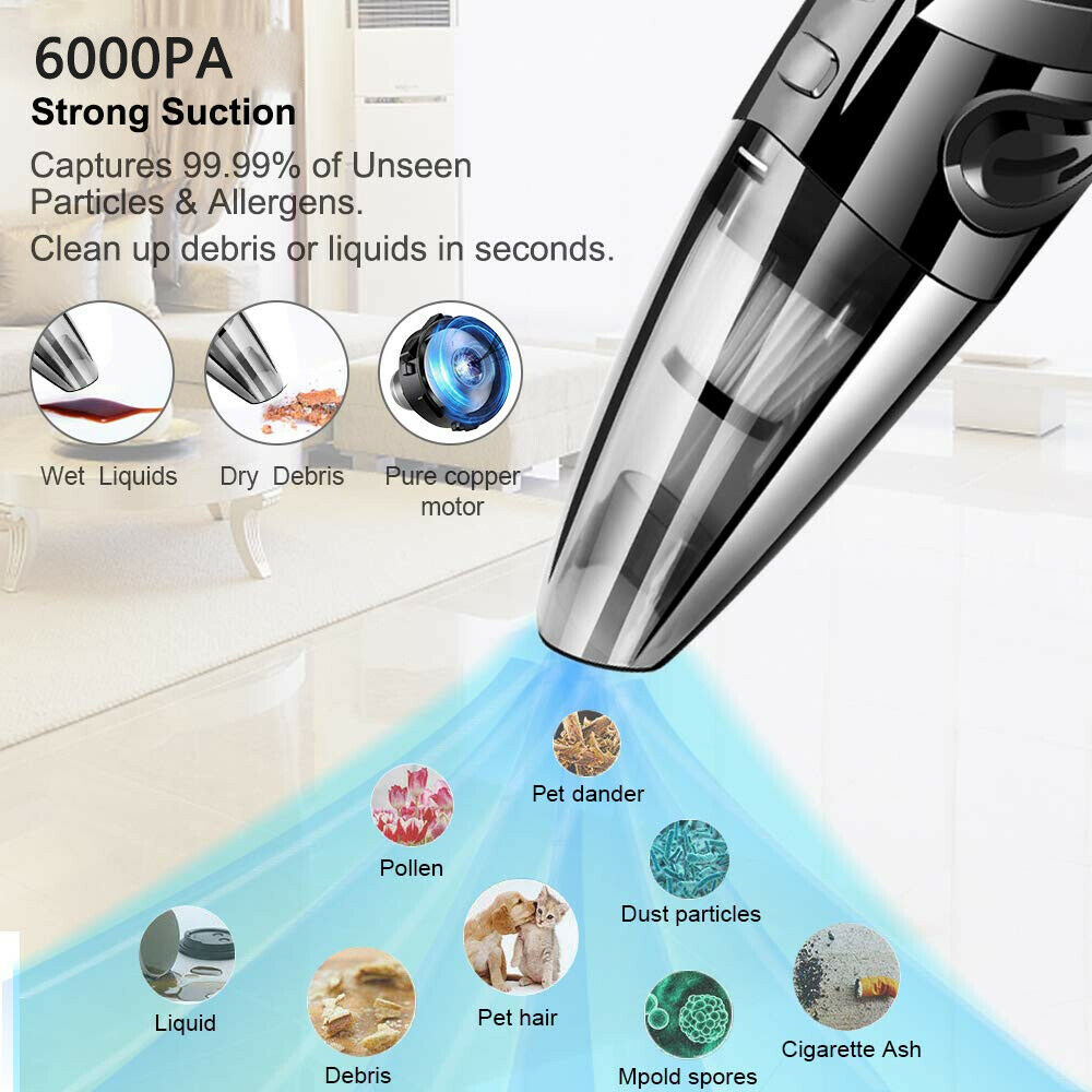 120W Handheld Car Vacuum Cleaner Wireless Wet and Dry Mini 6000pa Rechargeable Super Suction Portable for Car vacuum cleaner | Fugo Best