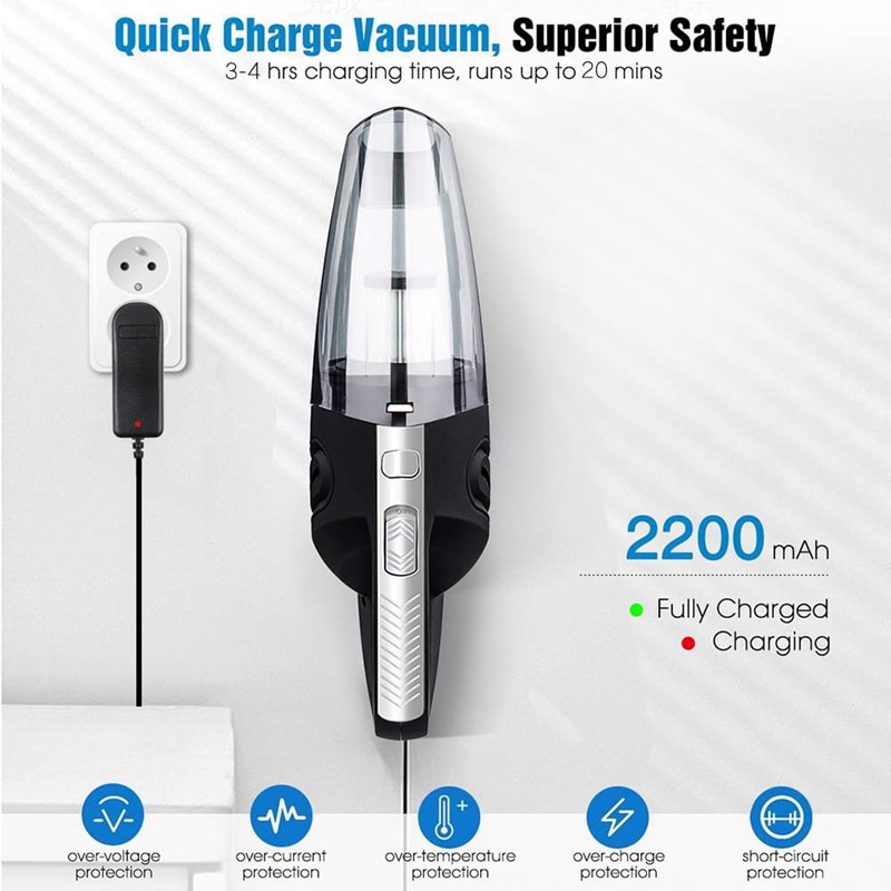 Wireless 6000Pa Car Vacuum Cleaner 12V Cordless Powerful Cyclone Suction Wet/Dry Vacuum for Auto Home Handheld Cordless Vacuums | Fugo Best