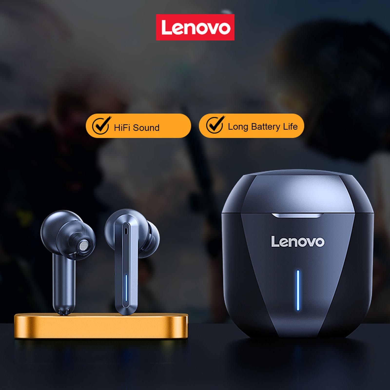 Lenovo XG01 TWS Wireless Earphones Bluetooth 5.0 Headphone Gaming Headsets HiFi Stereo Sound Earbuds Built-in Mic with LED Light | Fugo Best