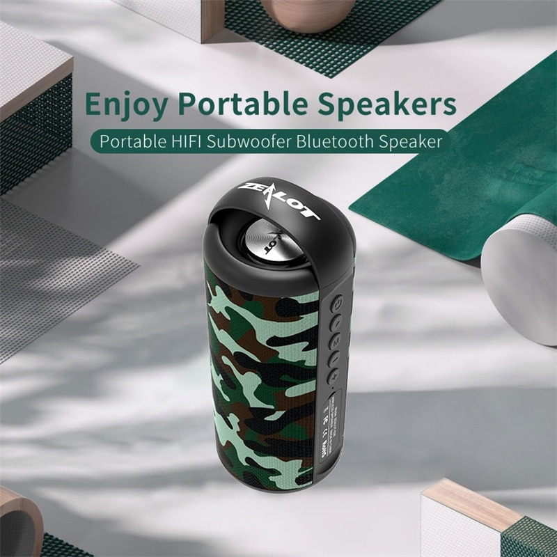 ZEALOT S36 Bluetooth Speaker Portable Outdoor Loudspeaker Wireless Mini Column 3D 10W Stereo Music Surround Support FM TFCard | Fugo Best