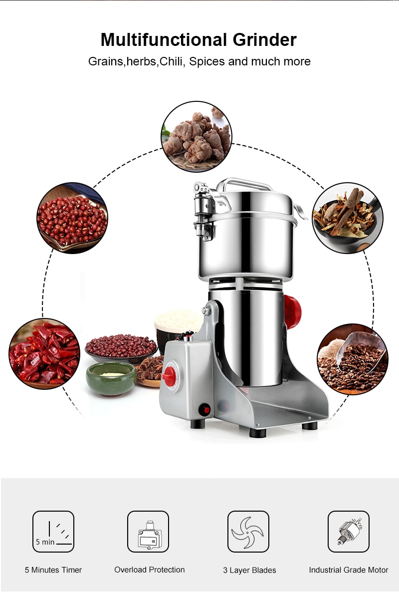 BioloMix 700g Grains Spices Hebals Cereals Coffee Dry Food Grinder Mill Grinding Machine gristmill home flour powder crusher | Fugo Best