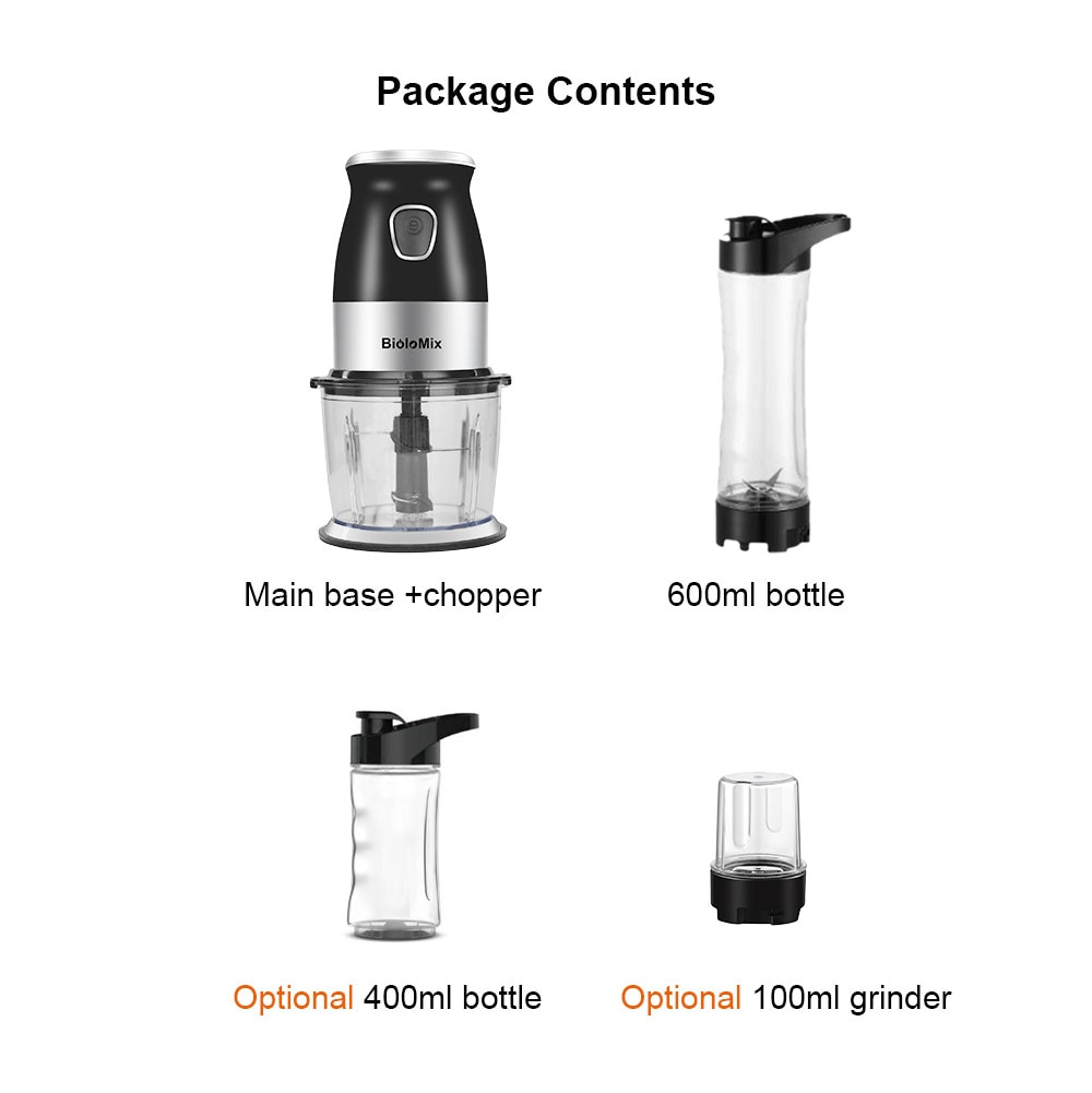 BPA FREE 500W Portable Personal Blender Mixer Food Processor With Chopper Bowl 600ml Juicer Bottle Meat Grinder Baby Food Maker | Fugo Best