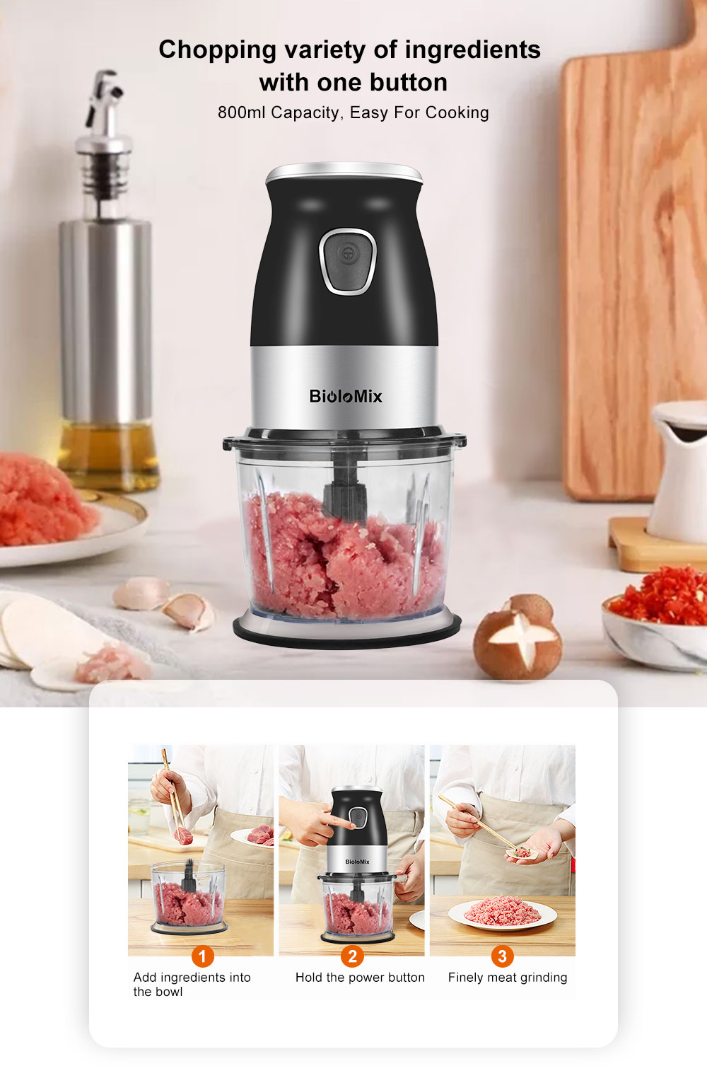 BPA FREE 500W Portable Personal Blender Mixer Food Processor With Chopper Bowl 600ml Juicer Bottle Meat Grinder Baby Food Maker | Fugo Best