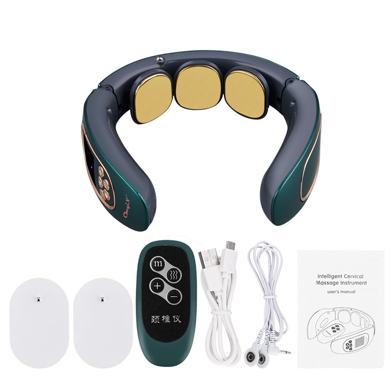 6 Heads Neck Massager Intelligent TENS Pulse Neck Massager with Heat  Cervical Spine Pain Relief Relaxation Therapy Shoulder Deep Tissue Massage  Remote Control