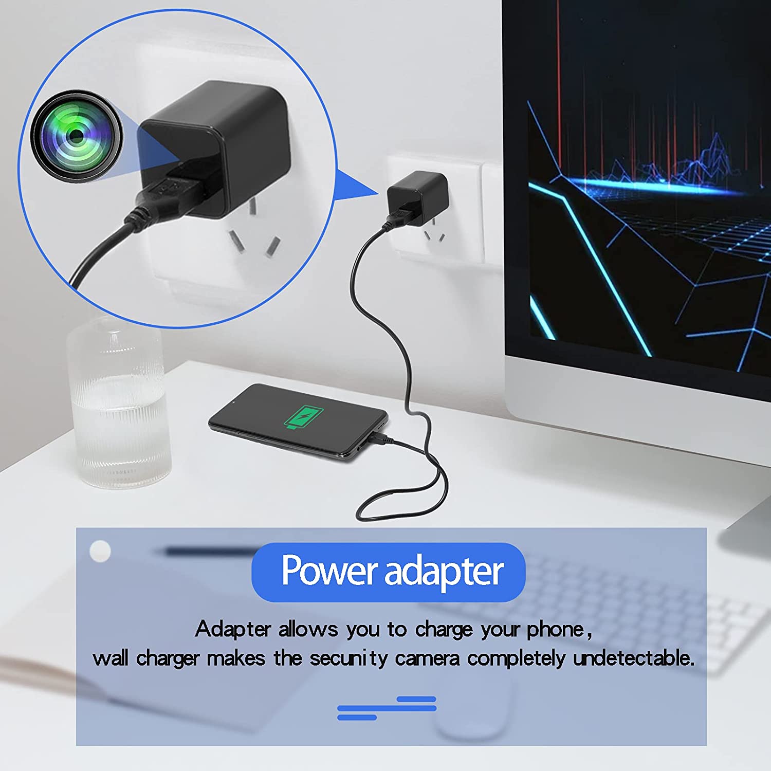 Power Adapter Plug Wireless IP Camera 1080P HD Home Security Video Surveillance Wifi Mini Camera With Micro USB Charging Port | Fugo Best