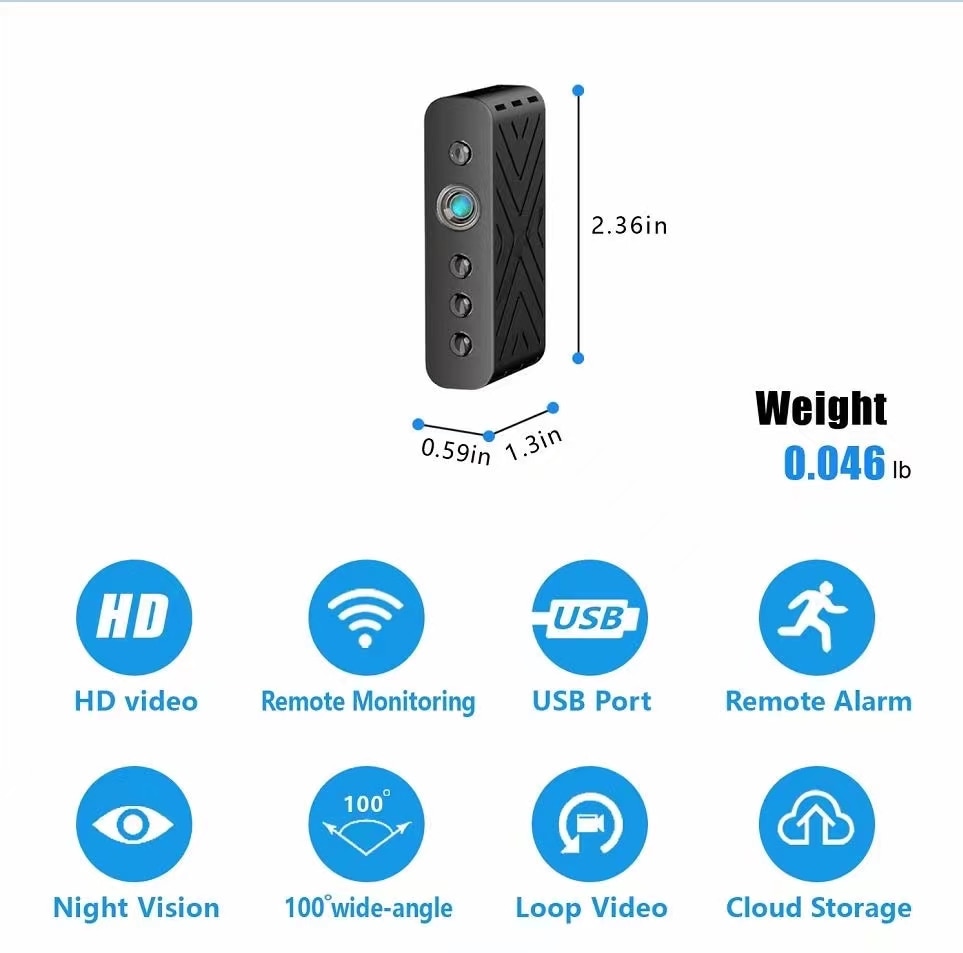 Mini USB Camera AI Human Detection WiFi Remote Monitoring Night Vision HD Home Surveillance Portable Micro USB Plug Camcorder | Fugo Best