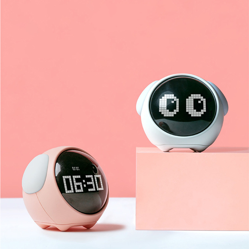 Youpin Xiaomi Cute Expression Alarm Clock Multi Function Digital LED Voice Controlled Light Bedside Thermometer Clock For Home | Fugo Best