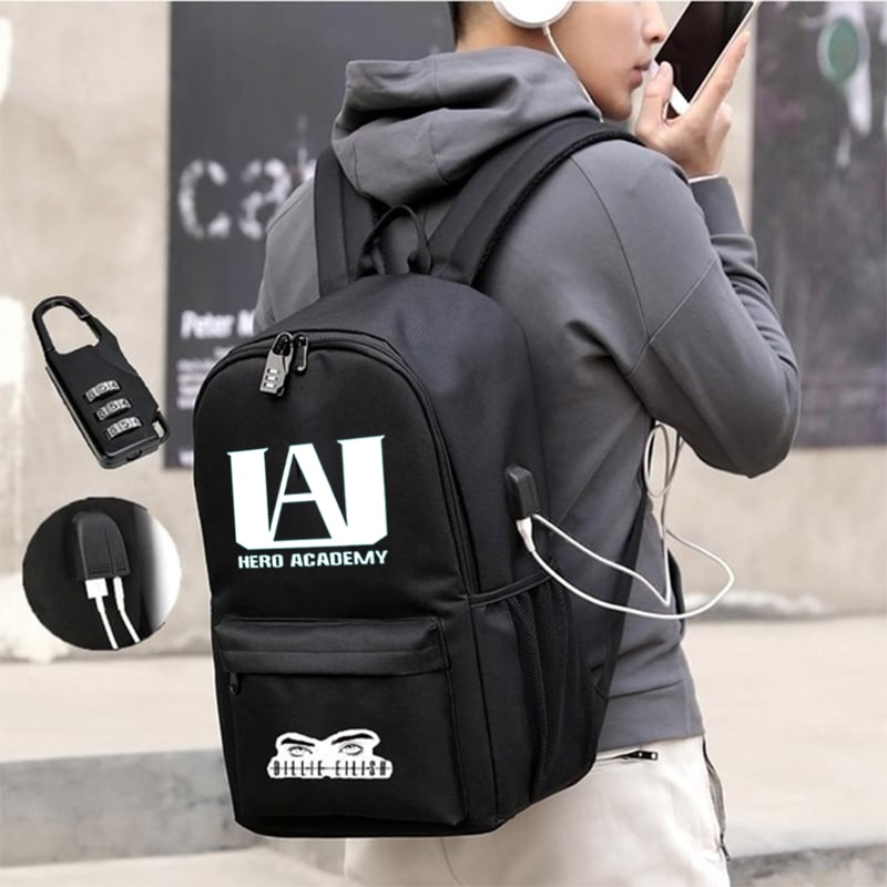 My Hero Academia Usb Charging Travel Business Backpack Luminous Backpack for Boys Girls School Student Anti-theft Mochilas | Fugo Best