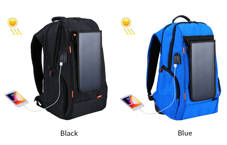 Men Solar Panel Power Backpack Waterproof 15.6 inch USB interface Charging Laptop Backpack Outdoor Travel Business Backpack | Fugo Best