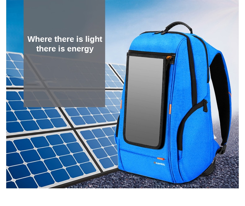 Men Solar Panel Power Backpack Waterproof 15.6 inch USB interface Charging Laptop Backpack Outdoor Travel Business Backpack | Fugo Best