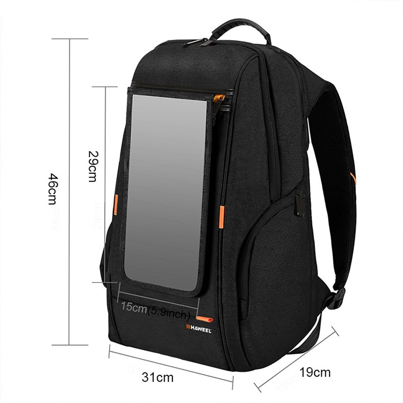 Men Solar Panel Power Backpack Waterproof 15.6 inch USB interface Charging Laptop Backpack Outdoor Travel Business Backpack | Fugo Best