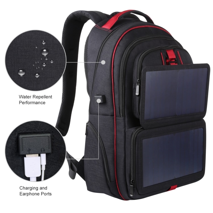 14W 5V solar backpack with solar panel Battery Power Bank Charger for Smartphone Outdoor Camping Climbing Travel Hiking | Fugo Best