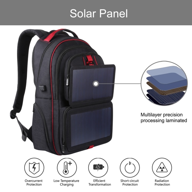 14W 5V solar backpack with solar panel Battery Power Bank Charger for Smartphone Outdoor Camping Climbing Travel Hiking | Fugo Best