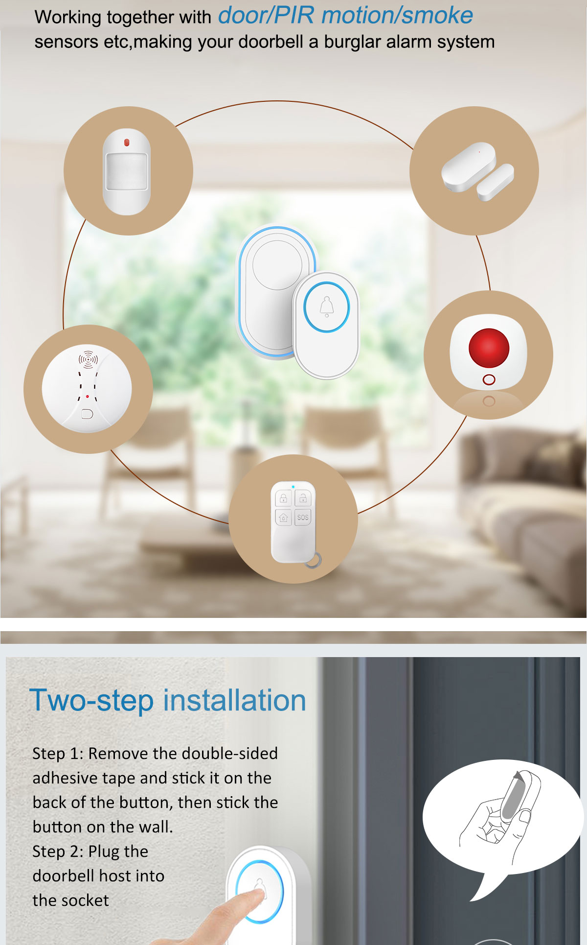 Intelligent Wireless Doorbell Home Welcome Doorbell Waterproof 300m Remote Smart Door Bell Chime EU UK US Plug Optional | Fugo Best