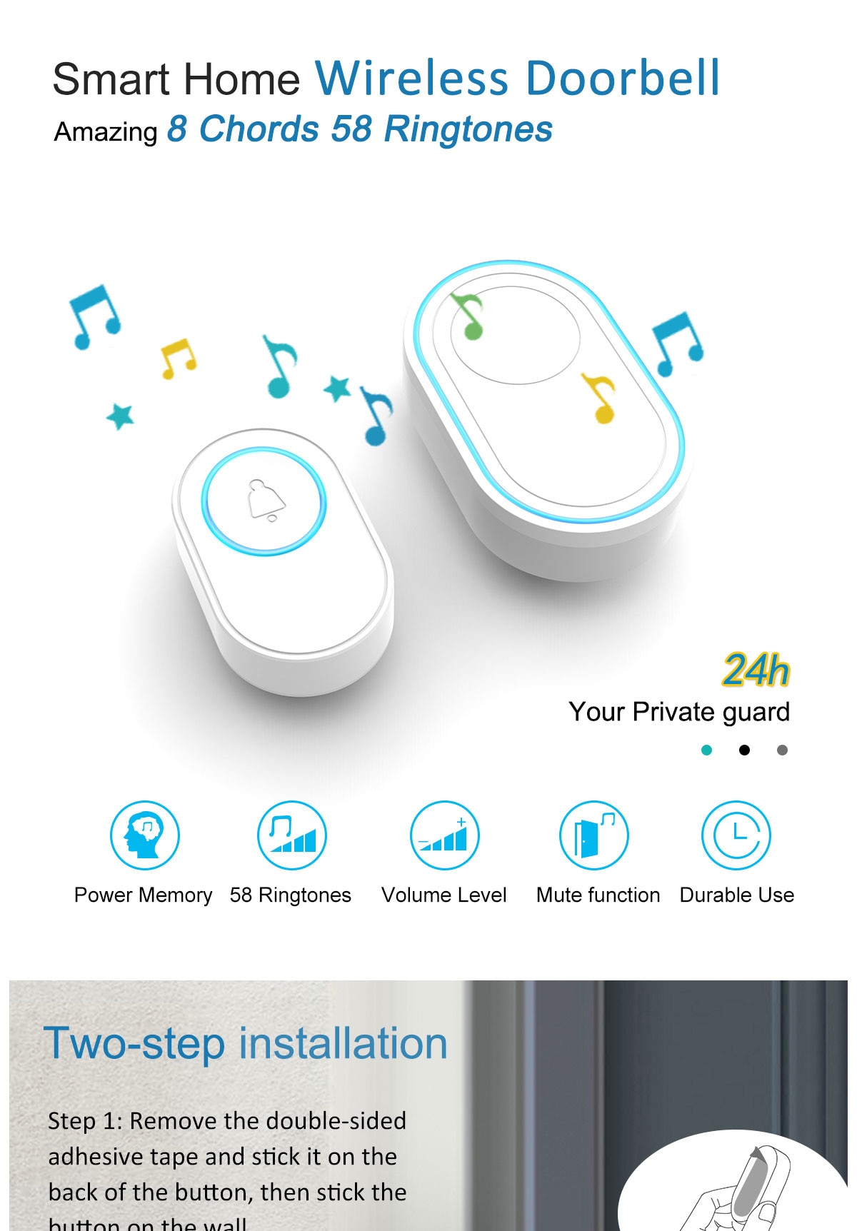 Intelligent Wireless Doorbell Home Welcome Doorbell Waterproof 300m Remote Smart Door Bell Chime EU UK US Plug Optional | Fugo Best