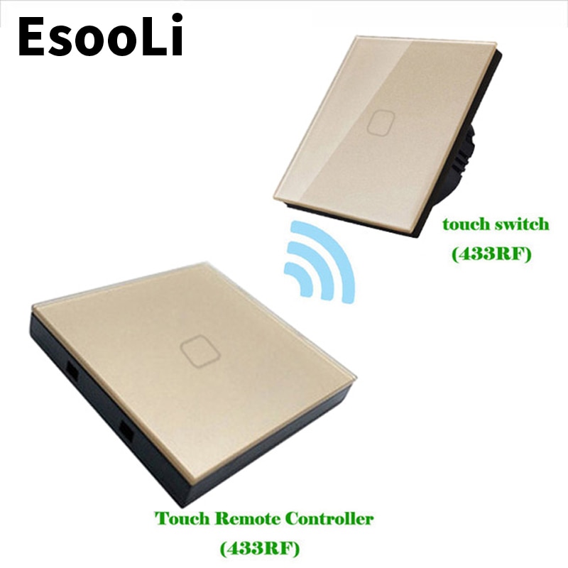 EsooLi Grey EU Standard 1/2/3 Gang 2 Way Wireless Remote Wall Light Touch Switch Remote Touch Switch MUTE Switch | Fugo Best