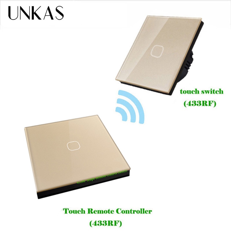 UNKAS EU Standard 1/2 Gang 2 Way Wireless Remote Wall Light Touch Switch 86MM*86MM Tempered Crysta Glass Panel Outlet | Fugo Best