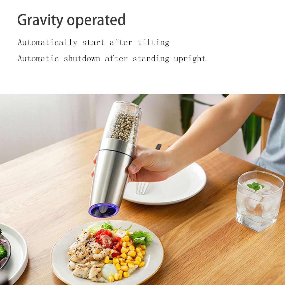 Gravity Electric Salt and Pepper Grinder Automatic Pepper and Salt Mill Grinder Porcelain Grinding Core Mill for Kitchen Tools | Fugo Best