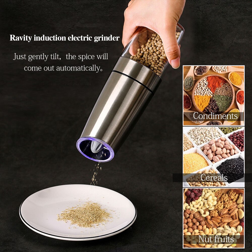 Gravity Electric Salt and Pepper Grinder Automatic Pepper and Salt Mill Grinder Porcelain Grinding Core Mill for Kitchen Tools | Fugo Best