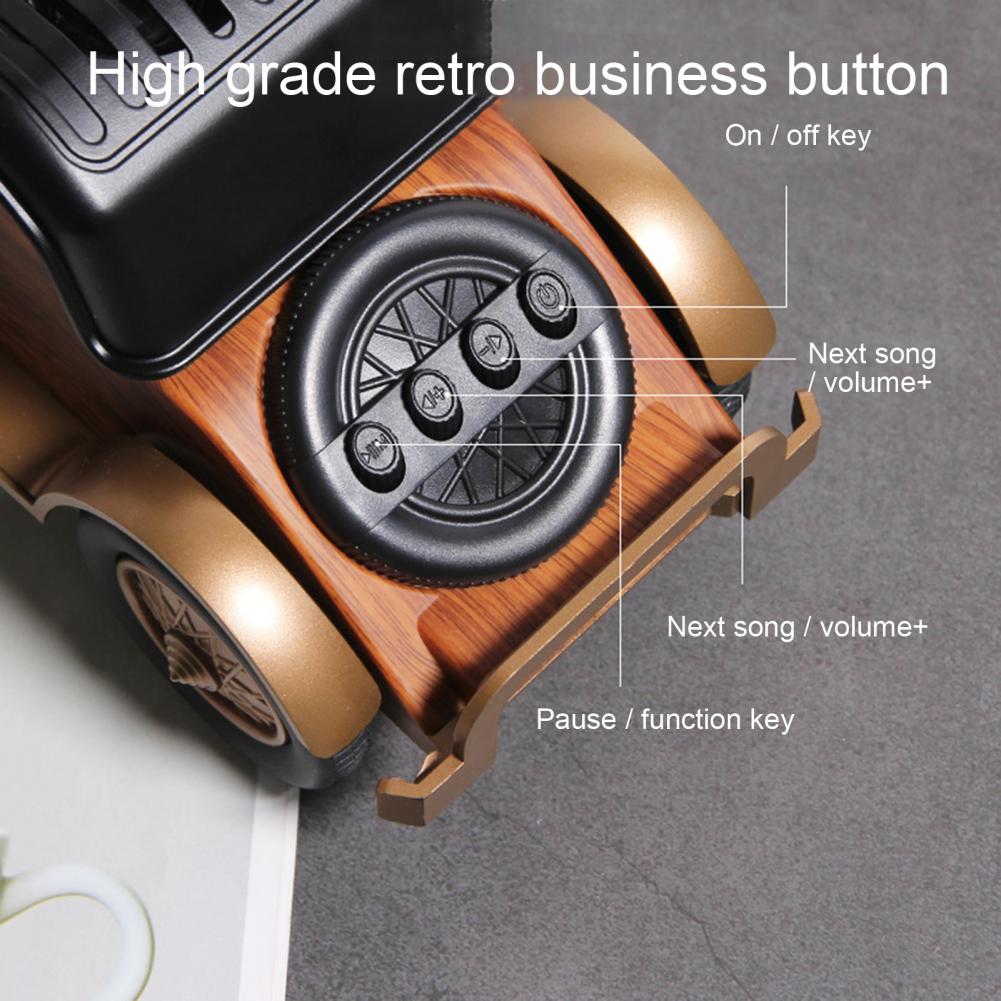 A9 Creative Retro Wireless Speaker Bluetooth-compatible Wood Pattern Car Shape Wireless Loudspeaker Mobile Phone Bracket Gifts | Fugo Best