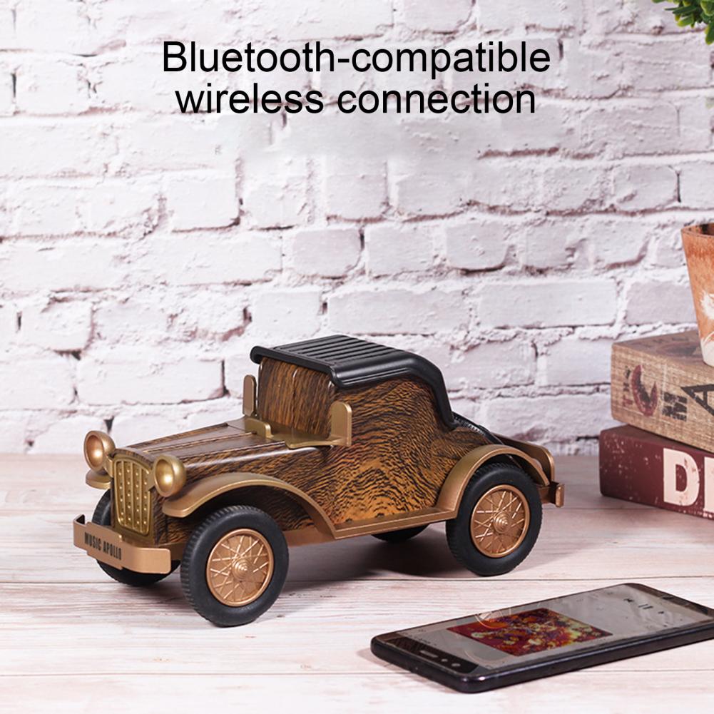 A9 Creative Retro Wireless Speaker Bluetooth-compatible Wood Pattern Car Shape Wireless Loudspeaker Mobile Phone Bracket Gifts | Fugo Best