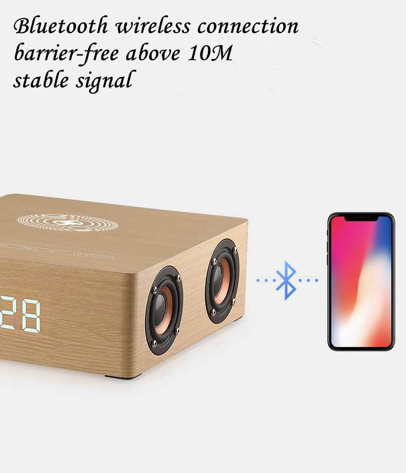 Q5A multi-function wireless charger alarm clock bluetooth speaker suitable for iPhone stereo music player music surround sound | Fugo Best