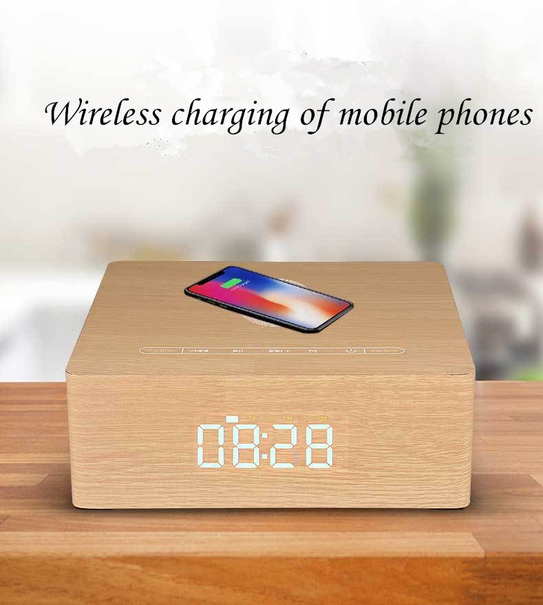 Q5A multi-function wireless charger alarm clock bluetooth speaker suitable for iPhone stereo music player music surround sound | Fugo Best