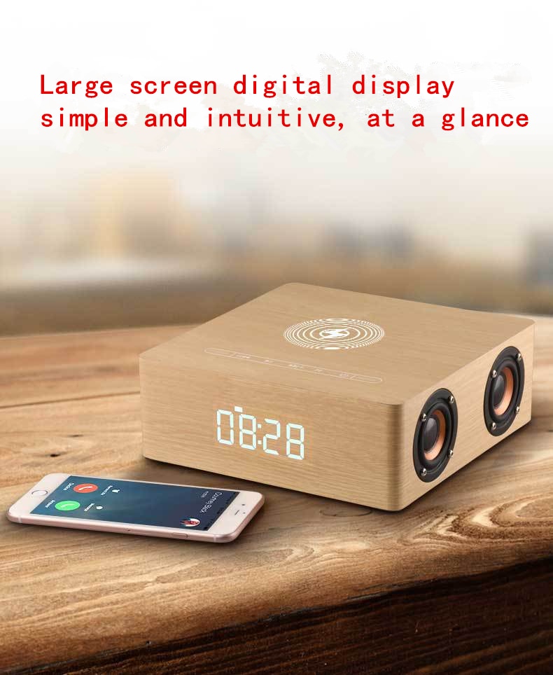 Q5A multi-function wireless charger alarm clock bluetooth speaker suitable for iPhone stereo music player music surround sound | Fugo Best