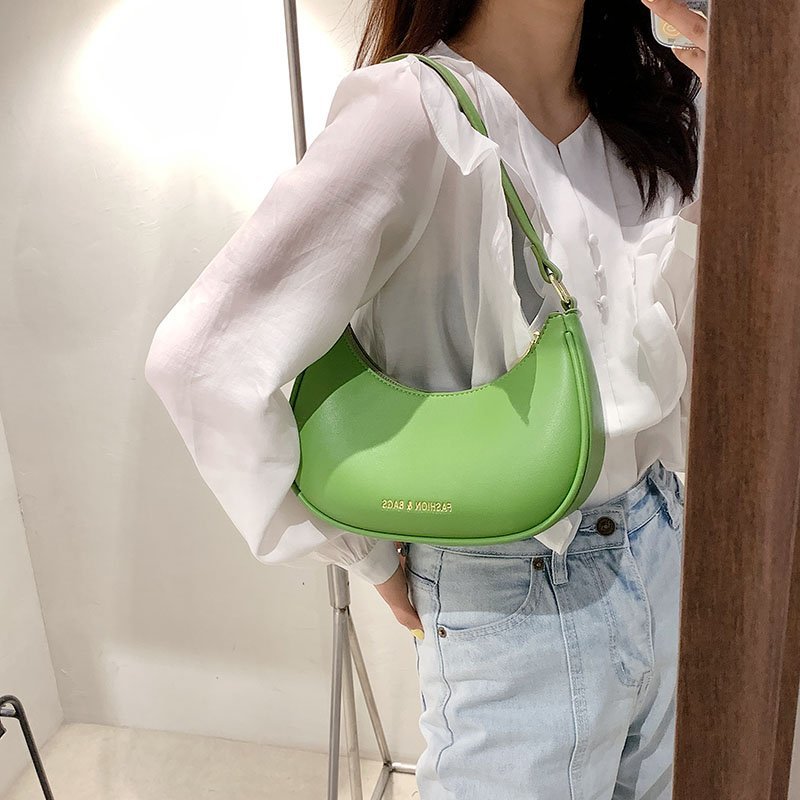 SWDF New Half-Moon Small Green Shoulder Underarm Bags for Women 2022 New High-quality PU Leather s Handbag Luxury Brand Tote Bag | Fugo Best