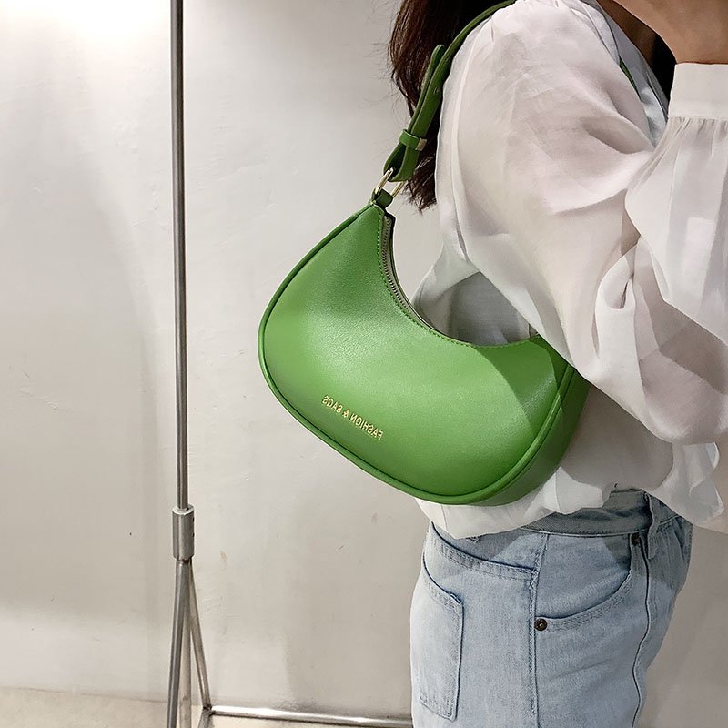 SWDF New Half-Moon Small Green Shoulder Underarm Bags for Women 2022 New High-quality PU Leather s Handbag Luxury Brand Tote Bag | Fugo Best