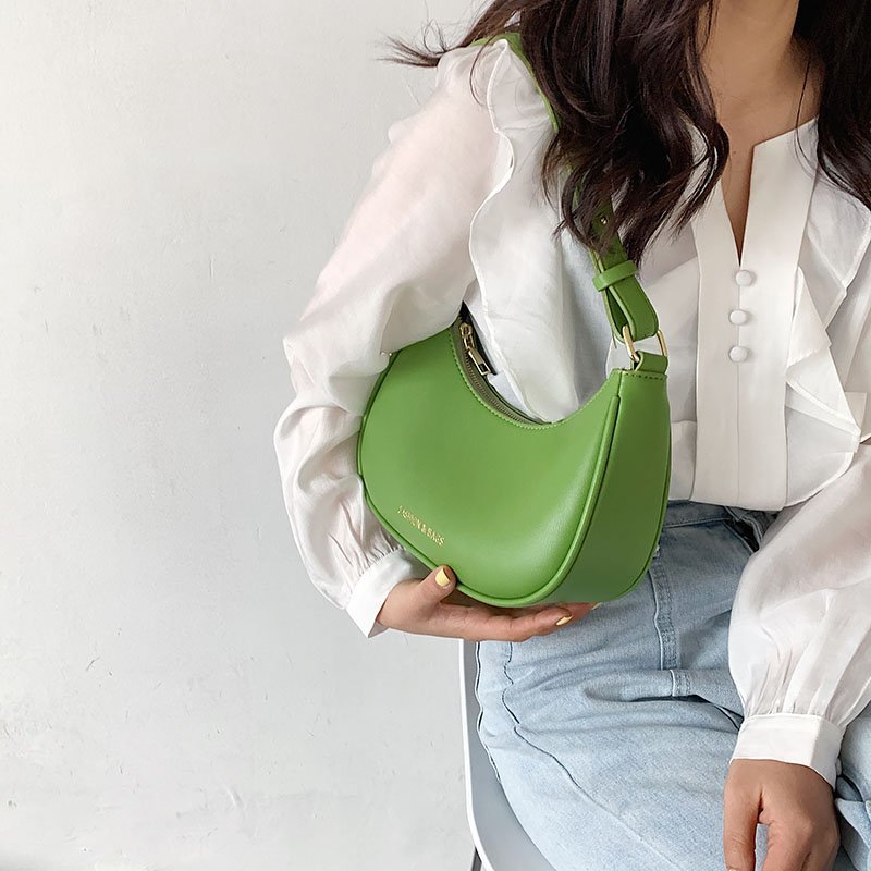 SWDF New Half-Moon Small Green Shoulder Underarm Bags for Women 2022 New High-quality PU Leather s Handbag Luxury Brand Tote Bag | Fugo Best