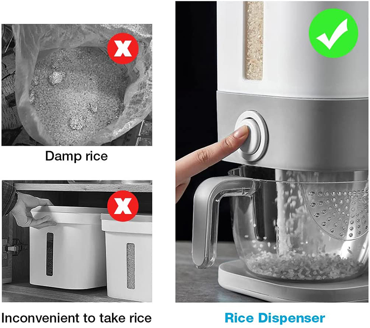 Thicken Rice Dispenser 12KG Household Sealed Insect And Moisture Proof Rice Dispenser Storage Container Rice box | Fugo Best