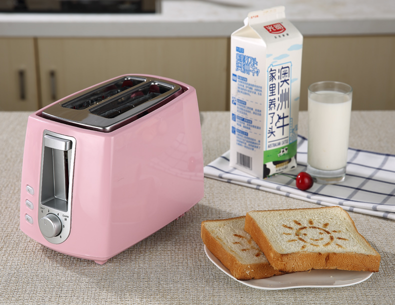 2pcs bread mini desktop breakfast toaster pink and white color smile pattern toaster | Fugo Best