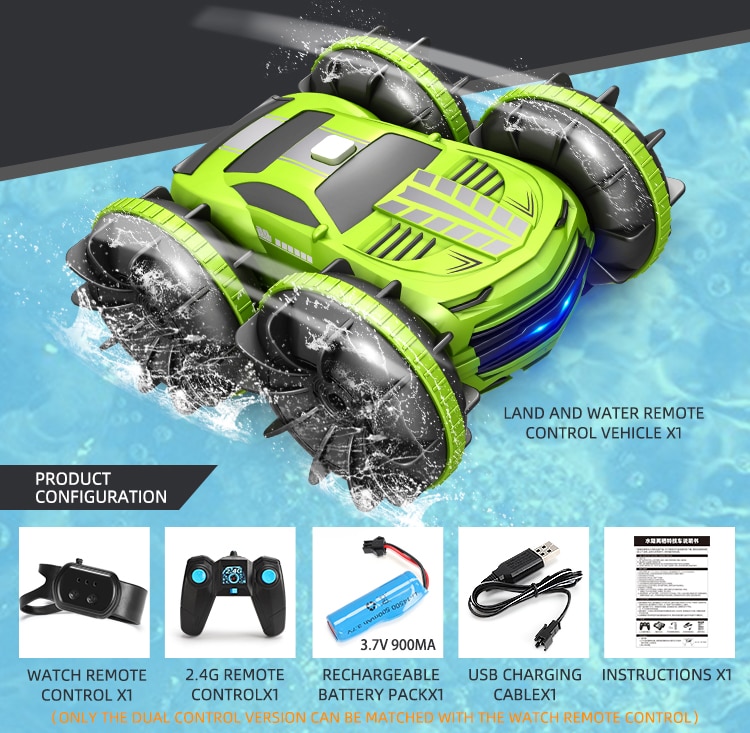 2in1 RC Car 2.4GHz Remote Control Boat Waterproof Radio Controlled Stunt Car 4WD Vehicle All Terrain Beach Pool Toys for Boys | Fugo Best