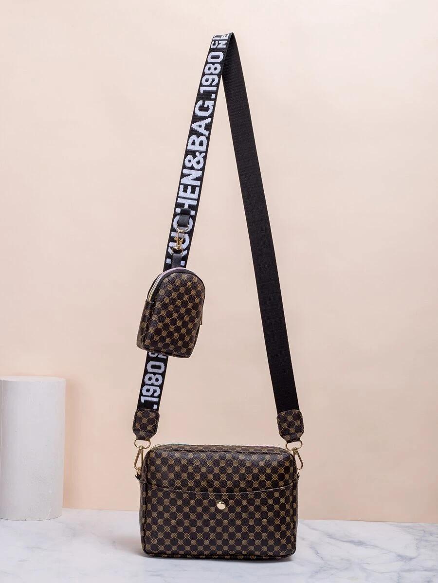 Mini Square Bag Geometric Pattern Top Handle