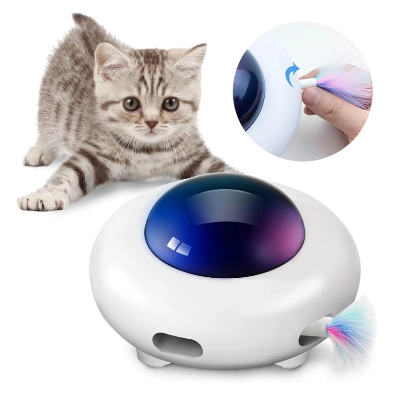 Intelligent UFO Turntable Automatic Swing Toys Puppy Cat Electric Steering Chasing Pet USB Charging Interactive Feather | Fugo Best