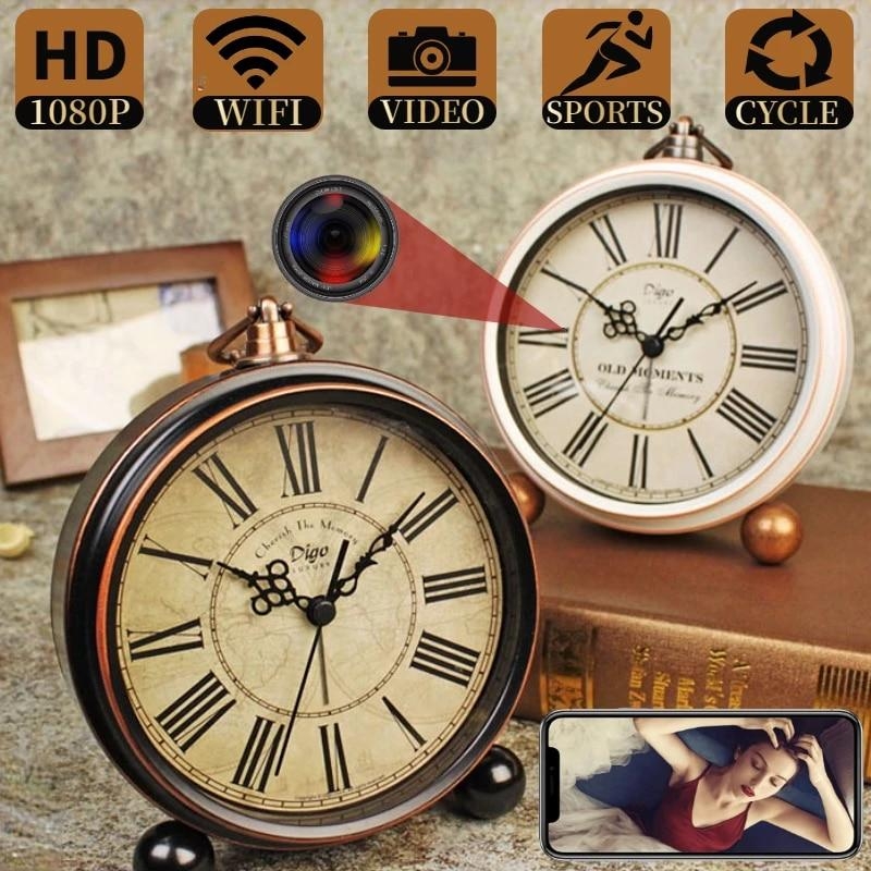 1080P HD Mini Camera WIFI Clock Camera Motion Detection Home Secret Stealth Surveillance Camera Retro Roman Numeral Clock Cam | Fugo Best