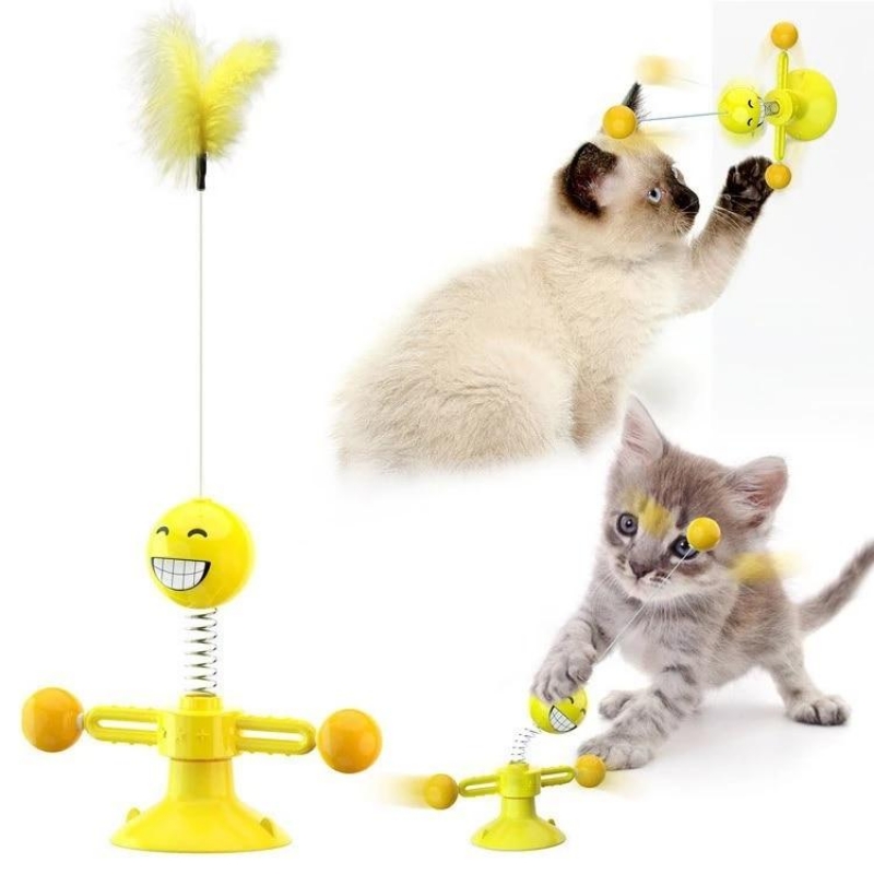 Plastic Spring Doll Cat Toys Multifunctional Bite Feather/ball Fun Cat Teaser Stick Interaction Pet Supply Products | Fugo Best