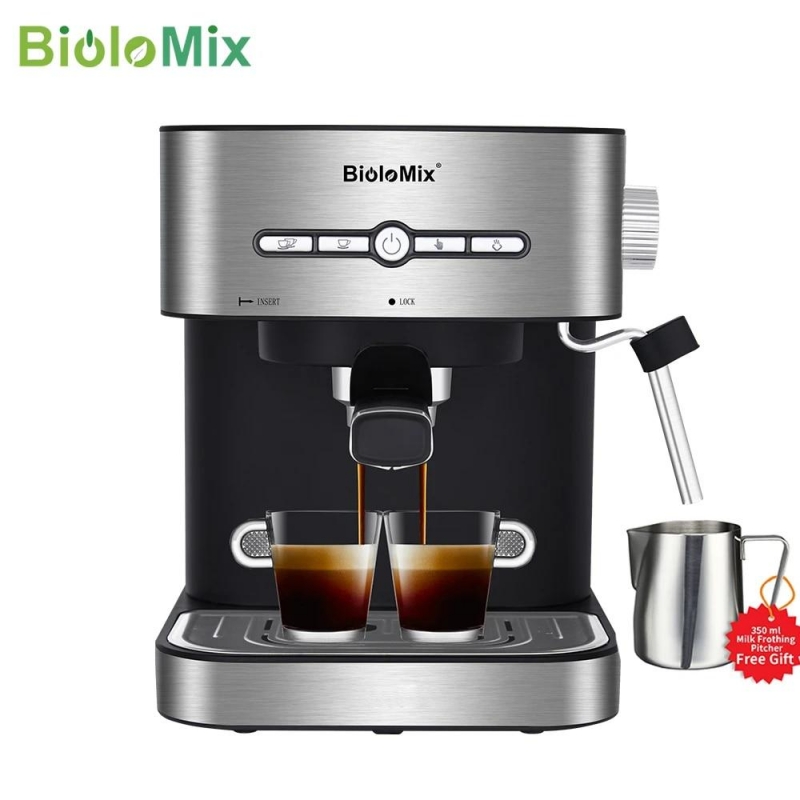 BioloMix 20 Bar 1050W Semi Automatic Espresso Coffee Machine Coffee Maker with Milk Frother Cafetera Cappuccino Hot Water Steam | Fugo Best